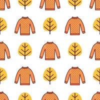 Autumn warmth seamless tile pattern with cozy sweaters and autumn trees for comfortable fall decor concept as Cozy sweaters and autumn trees arranged seamlessly to create comfortab Seamless Set vector