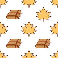 Autumn warmth seamless tile pattern with cozy blankets and golden maple leaves for inviting home decor concept as Cozy blankets and golden maple leaves arranged seamlessly to creat Seamless Set vector