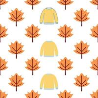 Winter warmth seamless tile pattern with cozy sweaters and autumn trees for comfortable fall decor concept as Cozy sweaters and autumn trees arranged seamlessly to create comfortab Seamless Set vector