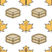 Winter warmth seamless tile pattern with cozy blankets and golden leaves for inviting fall decor concept as Cozy blankets and golden autumn leaves arranged seamlessly to create inv Seamless Set vector