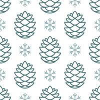Frosty pinecones and snowflakes arranged seamlessly to create nature inspired warm winter home decor concept as Frosty pinecones and snowflakes arranged seamlessly to create nature Seamless Set vector