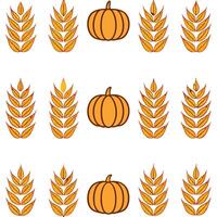 Harvest wheat and pumpkins arranged seamlessly with autumn leaves to create traditional and warm fall home decor concept as Harvest wheat and pumpkins arranged seamlessly with autu Seamless Set vector