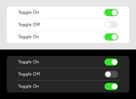 Toggle on off switch buttons dark and light ui template. Smartphone user interface set illustration vector