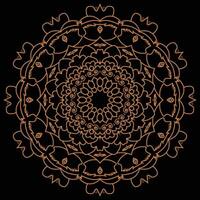 Golden Brown Mandala Art Intricate Floral Patterns with Symmetry and Depth on a Black Background vector