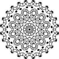 Intricate Symmetrical Mandala Line Art with Geometric Patterns and Floral Motifs in Traditional Indian or Tibetan Style vector