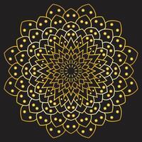 Modern Gold and Black Mandala Art Intricate Geometric Patterns with Radiating Petal-Like Shapes in a High-Quality Digital Illustration vector