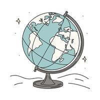 A stylized globe line illustration in a playful vector