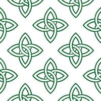 Celtic Knots seamless tile pattern with green hues and traditional interwoven designs for Irish decor concept as Green toned Celtic knots arranged seamlessly for traditional Irish Seamless Set vector