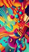 Ultra vibrant psychedelic Pop Art styled background with colorful rippling wavy abstract shapes and lines. Full HD and looping vertical retro animation. video