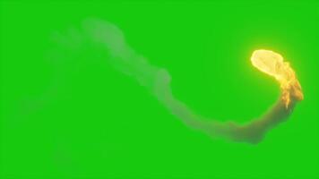 Fireball 3D animation moving in a unlimited path on a green background, perfect for visual effects video