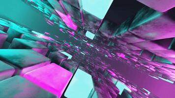 3D loop animation of abstract cubes with smooth motion and glowing effects, perfect for backgrounds, VJ loops, futuristic visuals, or digital design projects. video