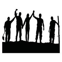 Ai created workers standing together in unity, workers silhouette, labor day, May day vector