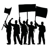 workers silhouette, workers standing together in unity, labor day, May 1st International worker's day celebration background vector