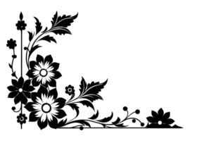 black and white floral design with swirling leaf patterns and decorative flower elements vector