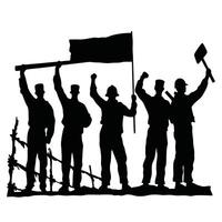 workers standing together in unity, workers silhouette, labor day, May 1st International worker's day celebration background, Labour day vector