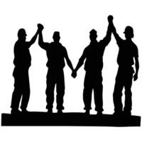 workers standing together in unity, workers silhouette, labor day, May day, Ai created vector