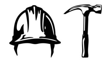 Silhouette of a hard hat with tools crossed behind, graphic, Labour Day, labor day, May 1st International worker's day celebration background Ai created vector