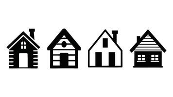 Different style House silhouette on white background. set of houses icons Ai created vector