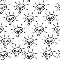 black and white seamless pattern with idea icon in doodle style vector