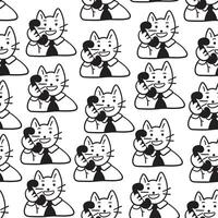 black and white seamless pattern with phone conversation in doodle style vector