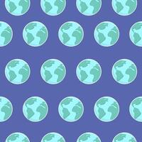 Planet Earth seamless pattern. Repeating Earth globe. Flat on blue background. vector