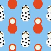 Traditional Russian Nesting Dolls Pattern. Seamless Background with Matryoshkas. vector