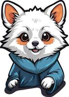 cute adorable white fox wearing bathrobe vector