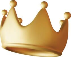 3D illustration of a golden crown with smooth, shiny surface. Perfect for luxury branding, royalty-themed graphics vector