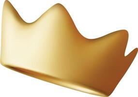 3D illustration of a golden crown with smooth, shiny surface. Perfect for luxury branding, royalty-themed graphics, or digital design projects. vector