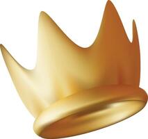 3D illustration of a golden crown with smooth, shiny surface. Perfect for luxury branding, royalty-themed graphics, and digital design projects. vector