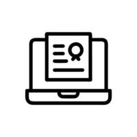 Online course laptop with a certificate icon vector