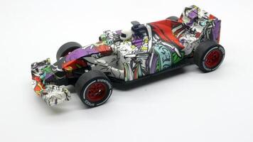 2 F1 remote control car toy isolated photo
