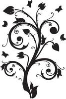 Black silhouette of a tree with roots, on a white background. vector