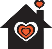 A heart inside a home, symbolizing love for family and home life vector