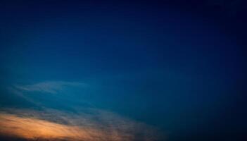 Deep blue sky with soft - hazy clouds at sunset photo