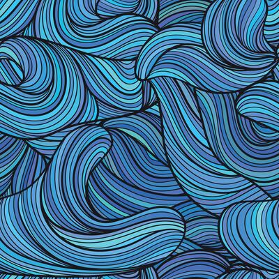 A seamless pattern featuring abstract waves created with flowing blue lines and dynamic movement