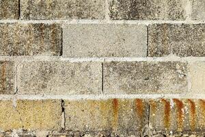 close up view of a wall made of cement blocks, background with construction concept texture photo