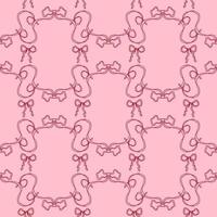 Vintage style coquette ribbon frame seamless pattern. Delicate girly print for fabric, paper, textile. Hand drawn illustration. vector