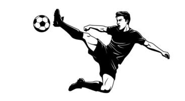 Soccer Player Dynamic Kick Silhouette vector