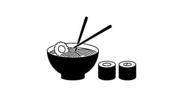 Ramen Bowl with Chopsticks and Maki Sushi vector