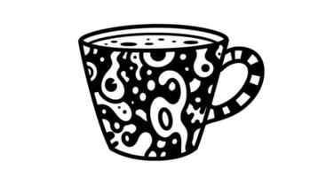Ornate Mug with Abstract Doodle Pattern vector