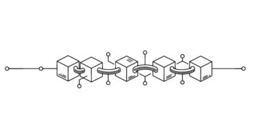 Isometric BlockChain Cubes Connection vector