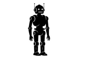 Monochrome Retro Robot Silhouette vector