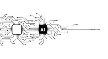 AI Microchip Circuitry with Blank Processor vector