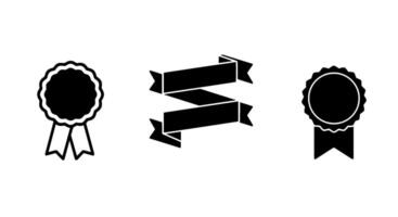 Award Badge Ribbon Set Simple Black Icons vector