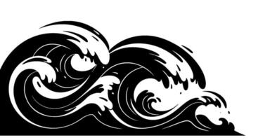 Monochrome Ocean Wave Abstract Design vector