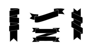 Black Ribbon Banner Set Elegant Design Elements vector