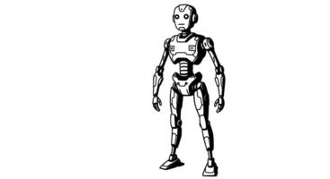 Monochrome Robot Illustration Segmented Design vector