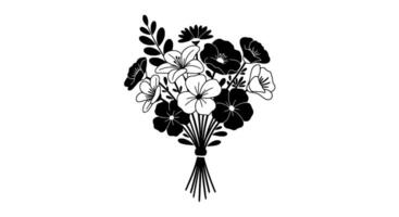 Monochromatic Floral Bouquet Lily and Poppies vector