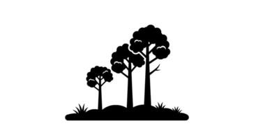 Three Silhouetted Trees and Grass vector